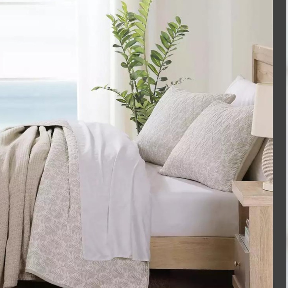 Tommy Bahama Fronds Quilted Standard Pillow Sham Neutral Colors Replacement